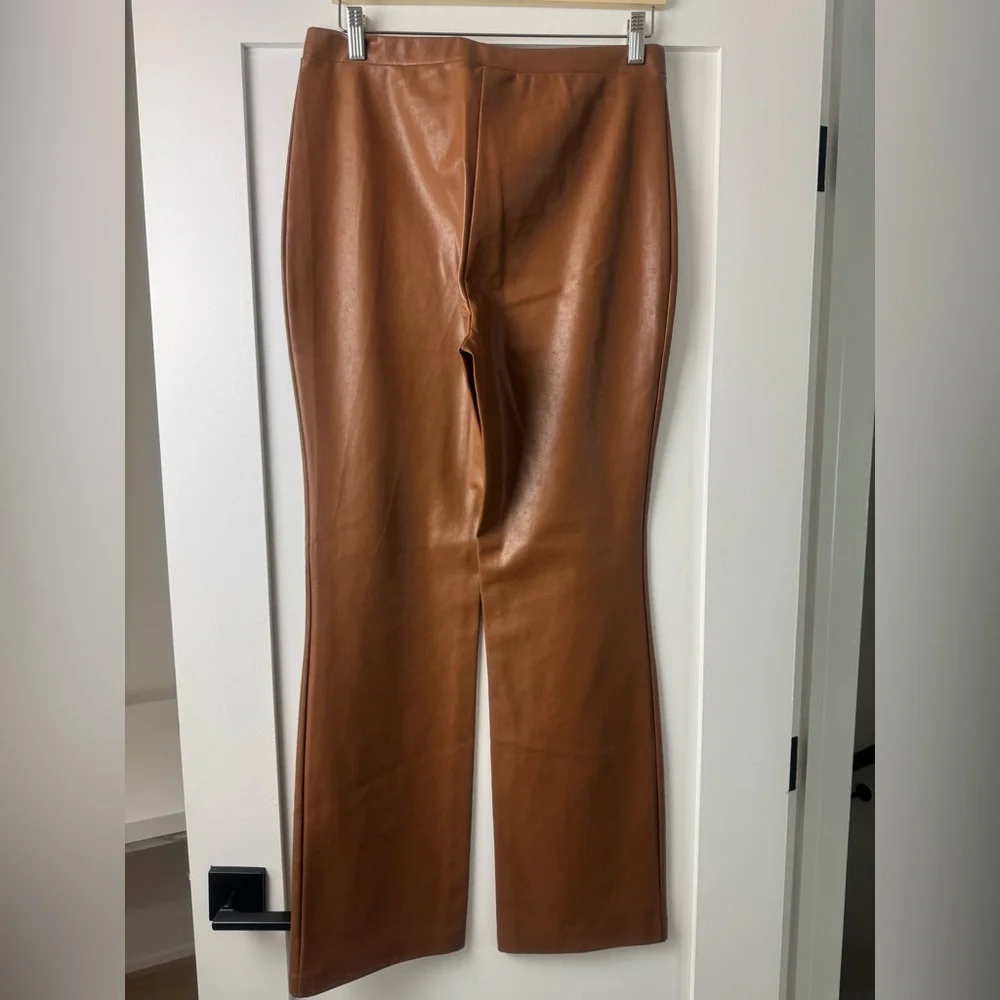 Aritzia Wilfred Free Daria Camel Vegan Leather Straight Leg Pants size L - Picture 4 of 5